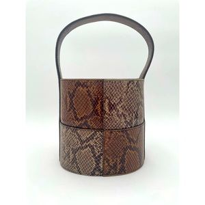 STAUD Bissett Snakeskin Embossed Leather Bucket Bag